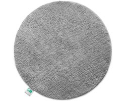 FLOORDIREKT Sky Badmat - Ronde Baddeken - Dichte, Pluizige Feel-Good Factor voor je huis - Antislip & Wasbare - Getest op Schadelijke Stoffen - Diameter : 95 cm - Zilvergrijs