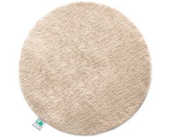 FLOORDIREKT Sky Badmat - Ronde Baddeken - Dichte, Pluizige Feel-Good Factor voor je huis - Antislip & Wasbare - Getest op Schadelijke Stoffen - Diameter : 95 cm - Beige