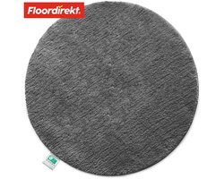 FLOORDIREKT Sky Badmat - Ronde Baddeken - Dichte, Pluizige Feel-Good Factor voor je huis - Antislip & Wasbare - Getest op Schadelijke Stoffen - Diameter : 120 cm - Donkergrijs