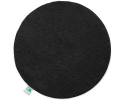 FLOORDIREKT Sky Badmat - Ronde Baddeken - Dichte, Pluizige Feel-Good Factor voor je huis - Antislip & Wasbare - Getest op Schadelijke Stoffen - Diameter : 95 cm - Zwart