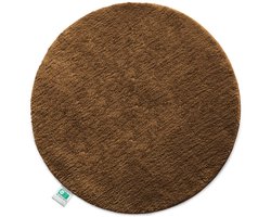 FLOORDIREKT Sky Badmat - Ronde Baddeken - Dichte, Pluizige Feel-Good Factor voor je huis - Antislip & Wasbare - Getest op Schadelijke Stoffen - Diameter : 95 cm - Bruin