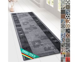 FLOORDIREKT Tapijtloper Akzent - Keukenloper - Vloerkleed - Modern & Eenvoudig te Onderhouden - Grijs - 80 x 200 cm