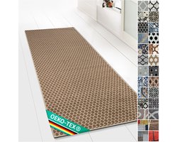 FLOORDIREKT Tapijtloper Ennis - Fijn lussen Tapijt met Patroon - Loper voor Keuken, Hal & Woonkamer - Antislip & Antistatisch - 80 x 250 cm