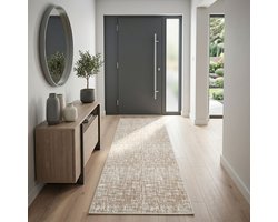 Floordirekt Tapijtloper Tessaro - Moderne Antislip Loper voor Hal, Keuken & Entree - Beige - 80 x 100 cm - Onderhoudsvriendelijk & Duurzaam - Diverse Kleuren & Maten