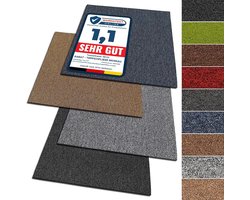 FLOORDIREKT Tapijttegels Moscow - 50x50cm - Zelfdragend - 4 Delige Set - 1m² - Slijtvaste Tapijtvloer met Hoogwaardige Lussenpool voor Thuis & op Kantoor - Antistatisch met Bitumen Rug - Antraciet