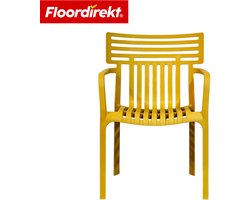 Floordirekt Tuinstoel Terrano - Stapelbare Designstoel Weerbestendig & UV-Bestendig - 1 Stuk - Geel - Ideaal Voor Tuin, Balkon & Terras - Modern, Stevig & Onderhoudsvriendelijk - Comfortabele Outdoor Stoel Voor Elke Buitenruimte