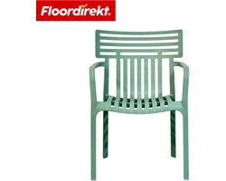 Floordirekt Tuinstoel Terrano - Stapelbare Designstoel Weerbestendig & UV-Bestendig - 1 Stuk - Groen - Ideaal Voor Tuin, Balkon & Terras - Modern, Stevig & Onderhoudsvriendelijk - Comfortabele Outdoor Stoel Voor Elke Buitenruimte