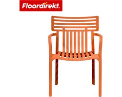 Floordirekt Tuinstoel Terrano - Stapelbare Designstoel Weerbestendig & UV-Bestendig - 1 Stuk - Oranje - Ideaal Voor Tuin, Balkon & Terras - Modern, Stevig & Onderhoudsvriendelijk - Comfortabele Outdoor Stoel Voor Elke Buitenruimte
