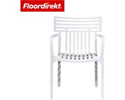 Floordirekt Tuinstoel Terrano - Stapelbare Designstoel Weerbestendig & UV-Bestendig - 1 Stuk - Wit - Ideaal Voor Tuin, Balkon & Terras - Modern, Stevig & Onderhoudsvriendelijk - Comfortabele Outdoor Stoel Voor Elke Buitenruimte