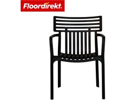 Floordirekt Tuinstoel Terrano - Stapelbare Designstoel Weerbestendig & UV-Bestendig - 1 Stuk - Zwart - Ideaal Voor Tuin, Balkon & Terras - Modern, Stevig & Onderhoudsvriendelijk - Comfortabele Outdoor Stoel Voor Elke Buitenruimte