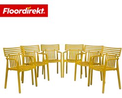 Floordirekt Tuinstoel Terrano - Stapelbare Designstoel Weerbestendig & UV-Bestendig - 6 Stuk - Geel - Ideaal Voor Tuin, Balkon & Terras - Modern, Stevig & Onderhoudsvriendelijk - Comfortabele Outdoor Stoel Voor Elke Buitenruimte