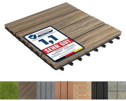 FLOORDIREKT Vlondertegel - Terrastegel - Tuintegel - Mix Teak - 30 x 30 cm