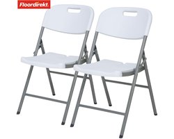 FLOORDIREKT Vouwstoel Okinawa - Robuuste en Comfortabele Stoel - voor Binnen en Buiten - Set van 2 - Wit