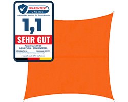 FLOORDIREKT Zonnescherm 3 x 3 m - Oranje - Vierkant - incl. bevestigingsmateriaal - Scheurvast polyesterweefsel - Waterafstotend geïmpregneerd - Zonwering