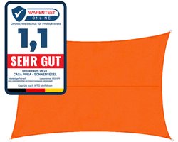 FLOORDIREKT Zonnescherm 3 x 5 m - Oranje - Rechthoekig - incl. bevestigingsmateriaal - Scheurvast polyesterweefsel - Waterafstotend geïmpregneerd - Zonwering
