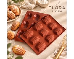 FLØRA Living Madeleine Bakvorm Siliconen - 9 Madeleines - Roodbruin - BPA-vrij