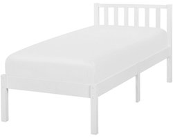 FLORAC - Eenpersoonsbed - Wit - 90 x 200 cm - Dennenhout