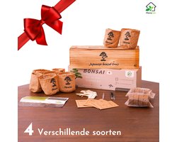 Floracon Bonsai Starters Kit – Complete Kweekset – 4 Soorten Bonsai Zaden – DIY Pakket Volwassenen – Bonsai Boompje - Bonsai Pot – Bonsai Gereedschap – Bonsai Set – Kweekset Kinderen & Volwassenen – Bonsaibomen – Geschenkset