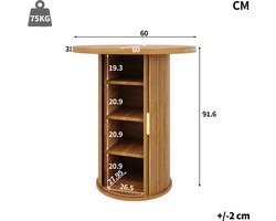 FloraGrace Bartafel - Ronde Statafel Met Opbergkast En Schuifdeur - Voor Woonkamer En Barruimte - MDF En Metaal - 60x60x91,6 Cm