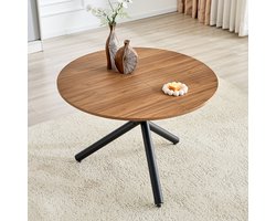 FloraGrace Bijzettafel - Rond Modern Ontwerp Met 3 Metalen Poten - Voor Woonkamer, Slaapkamer En Hal - MDF En Metaal - Zwart En Walnoot - 110 Cm