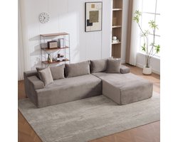 FloraGrace Chaise Longue Bank - Ruime Relaxfunctie & Volledig Gestoffeerd - Voor Woonkamer of Slaapkamer - Chenille - Grijs