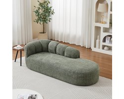 FloraGrace Chaise Longue – Moderne Gebogen 1 Zits Loungestoel – Met Zachte Chenille Bekleding En Golfvormige Rug – Voor Woonkamer Slaapkamer Of Leeshoek – Stof – Groen