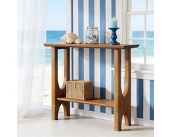 FloraGrace Consoletafel - Smal Landelijk Ontwerp Met Legplanken - Voor Hal En Woonkamer - Hout - Bruin