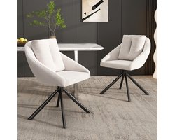 FloraGrace Draaistoel Set Van 2 - Ergonomisch En Ademend Voor Eetkamer En Thuiswerkplek - Fluweel - Beige