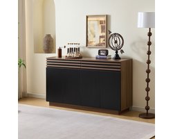 FloraGrace Dressoir - Modern Opbergmeubel Met 2 Laden En 4 Deuren - Voor Woonkamer, Eetkamer En Keuken - MDF - 150x40x85 Cm - Zwart Bruin