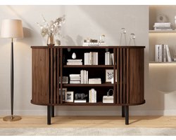 FloraGrace Dressoir - Open Opbergkast Met 3 Vakken - Voor Woonkamer, Eetkamer En Hal - MDF En Spaanplaat - 120x40x80 Cm - Walnootkleur