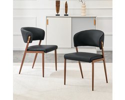FloraGrace Eetkamerstoel Set van 2 – Gevoerde Zitting Met Ergonomische Rugleuning – Voor Eetkamer, Woonkamer En Keuken – Kunstleer – Zwart