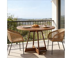 FloraGrace Eettafel - Ronde Tafel Voor 2 Tot 4 Personen - Compact Voor Keuken, Eethooek En Kleine Ruimtes - MDF - 100x100x75 Cm - Bruin