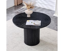 FloraGrace Eettafel - Ronde Tafel Voor 4 Tot 6 Personen - Voor Eethoek En Keuken - MDF En Metaal - 100 x 76 Cm - Zwart