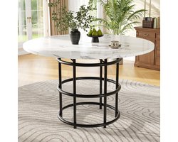 FloraGrace Eettafel - Ronde Tafel Voor 4 Tot 6 Personen - Voor Eetkamer Woonkamer Of Kantoor - MDF En Metaal - 100x100x76 Cm