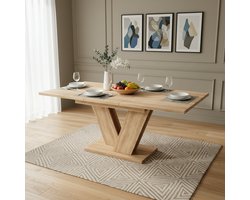 FloraGrace Eettafel - Uitschuifbaar Voor 4 Tot 8 Personen - Rechthoekig Voor Eetkamer - MDF - 140/180x80 cm - Eiken