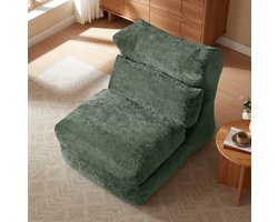 FloraGrace Fauteuil 90 x 210 x 86 cm - Handmatig Verstelbaar Van Fauteuil Naar Ligstoel - Voor Woonkamer Of Slaapkamer - Groen