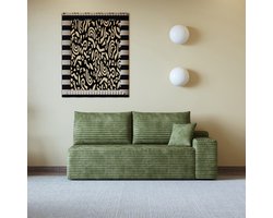 FloraGrace Hoekbank – 2-Zits Rechter Chaise Longue – Zonder Montage, Zachte Ribstof En Comfortabele Zitvorm – Voor Woonkamer En Slaapkamer – Stof – Groen