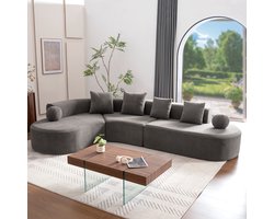 FloraGrace Hoekbank 327 x 215 cm - 5-Zits L-Vorm Met Diepe Zitting En Kussens - Zonder Montage Voor Woonkamer - Chenille - Grijs