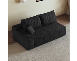 FloraGrace Hoekbank Links 2 Zits Zwart Stof Met Chaise Lounge Zonder Montage Voor Woonkamer En Appartement