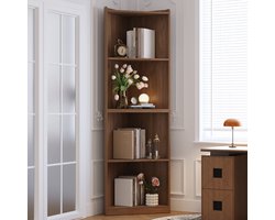 FloraGrace Hoekrek - Ruimtebesparend Opbergrek Met Kantelbeveiliging - Voor Woonkamer En Keuken - MDF - 55 x 32 x 180 cm - Walnootbruin