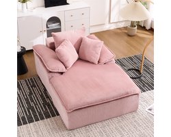 FloraGrace Ligbank Met Frameloos Relaxontwerp En Brede Armleuningen – Ergonomisch Voor Lezen En Ontspannen – Ribfluweel – Roze
