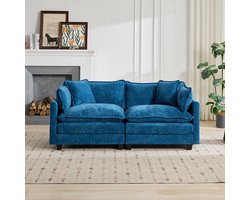 FloraGrace Loveseat Bank - Modulair 2-Zits Ontwerp Met Zachte Dubbele Zitting - Woonkamer Of Slaapkamer - Chenille - Blauw