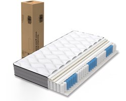 FloraGrace Matras 180x200 cm - Pocketveringmatras met 7 Zones en Traagschuim - Stevig Ligcomfort H3 - Oeko-Tex - 20 cm - Wit Grijs