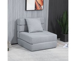 FloraGrace Opvouwbare Fauteuil 70 X 70 X 61 Cm - Twee In Een Slaapstoel Met Bedfunctie - Voor Woonkamer En Slaapkamer - Stof - Lichtgrijs