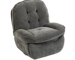 FloraGrace Relaxfauteuil 1-Zits - Draaibaar, Wip- En Ligfunctie Tot 145° - Met Armleuningen En Opbergvakken Voor Woonkamer Of Slaapkamer - Stof - Lichtgrijs
