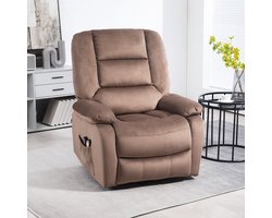 FloraGrace Relaxfauteuil 90 x 93 x 110 Cm - Elektrisch Verstelbaar Met Sta-Opfunctie, Massage En Warmte - Voor Woonkamer - Stof - Bruin