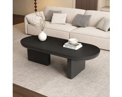 FloraGrace Salontafel - Ovale Minimalistische Koffietafel Voor Woonkamer - Mat Zwart MDF - 119,7 x 49,8 x 35,5 cm