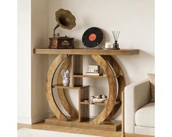 FloraGrace Sidetable - Landelijke Console Tafel Met 4 Open Opbergplanken - Voor Hal Woonkamer En Achter De Bank - Hout - Bruin - 108 Cm