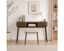 FloraGrace Sidetable - Retro Console Met 2 Lades En Open Vak - Voor Hal En Woonkamer - MDF En Spaanplaat - 120x35x77,6 Cm - Walnoot