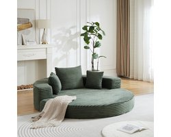 FloraGrace Slaapbank – 1-Zits 2-In-1 Sofa En Dagbed – Met Opbergtas In Armleuning & Compact Ontwerp – Voor Woonkamer Of Balkon – Corduroy – Groen